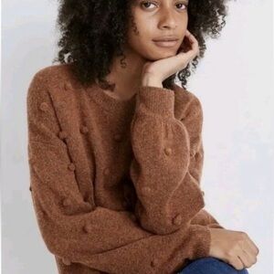 Madewell Brown Pom-Pom Sweater